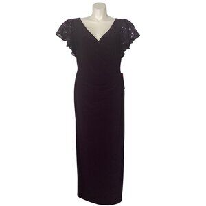 Lauren Ralph Lauren NWT $180 Purple Sequin Cap Sleeves Evening Dress, Women's 18